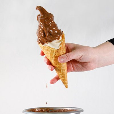 vanilla soft serve ice cream dipped in chocolate