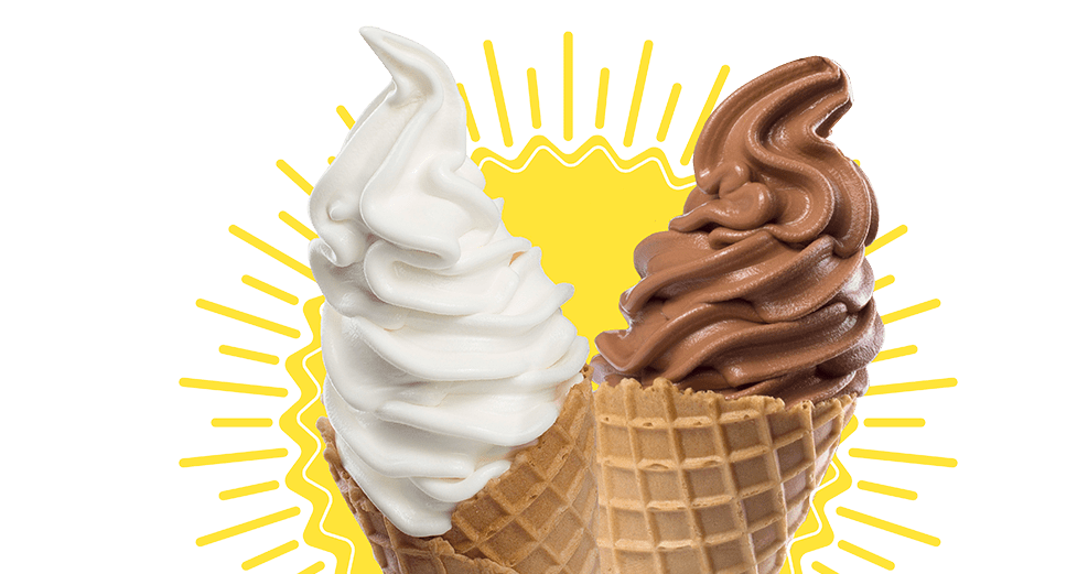 vanilla and chocolate soft serve ice cream